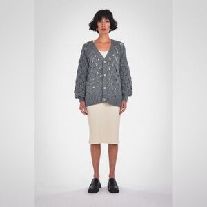 Paper Label Lynn Grey Wool/alpaca Cardigan, size M